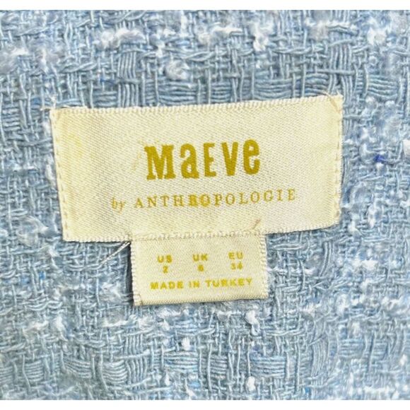 Maeve Anthropologie 2 Light Blue Tweed Sleeveless Mini Dress Blazer Parisian - Picture 5 of 7